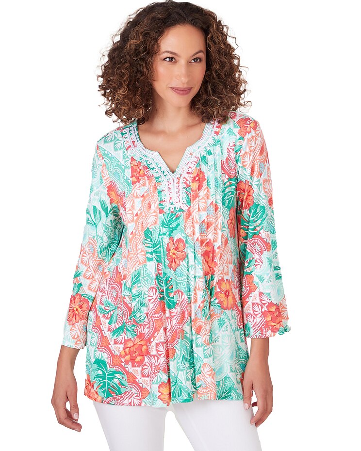 Ruby Rd® Tropical Splash Knit Tropical Top image number 1