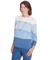 Alfred Dunner® Lake Victoria Ombre Colorblock Sweater With Necklace thumbnail number 3