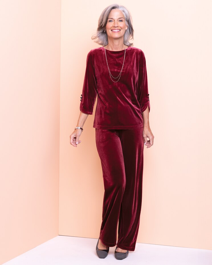 Stretch Velvet Pull-On Pants image number 3