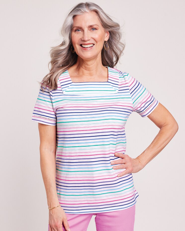 Slub Knit Square Neck Top image number 1