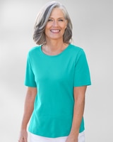 Coastal Cotton Short-Sleeve Jewelneck Tee thumbnail number 1