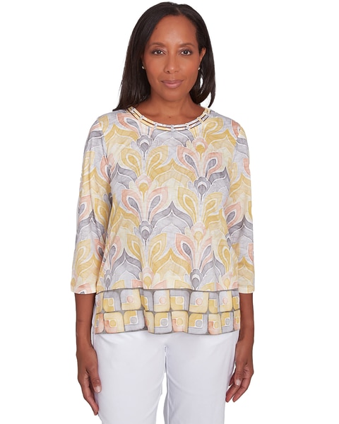 Alfred Dunner® Dress Code Geometric Medallion Crewneck Top