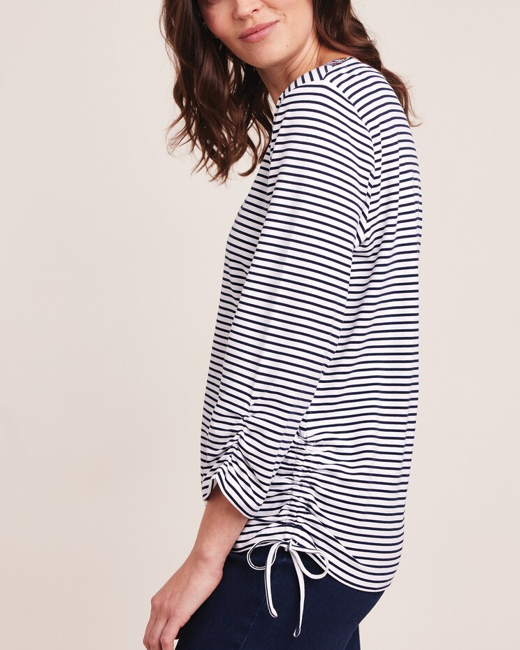 Alfred Dunner® Moody Blues Embroidered Neckline Stripe Top image number 3