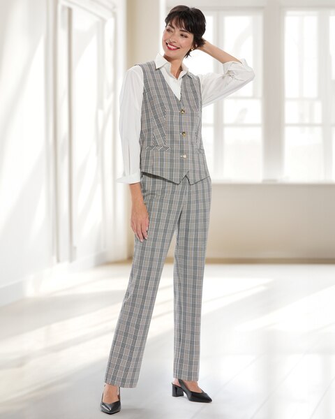 Washable Gabardine Mini Plaid Vest