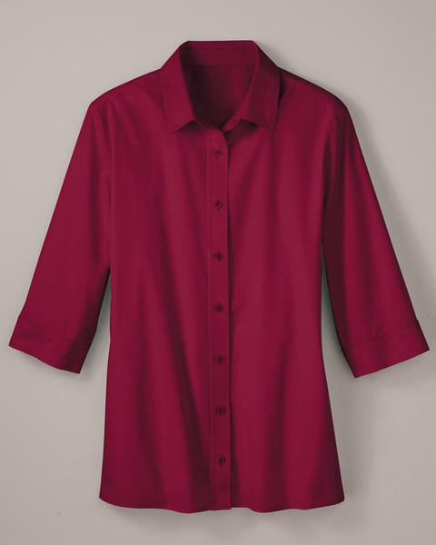 Haband Women's 3/4-Sleeve Poplin Wonder Blouse