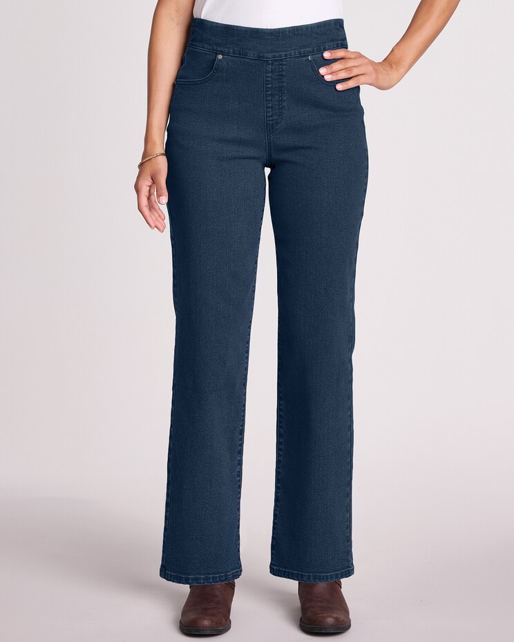 DenimEase™ Flat Waist Wide Leg Jeans image number 1
