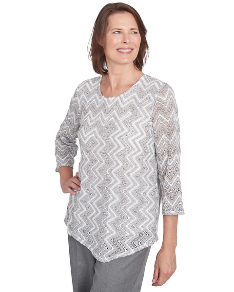 Alfred Dunner® Copenhagen Spliced Crew Neck Stripe Tee