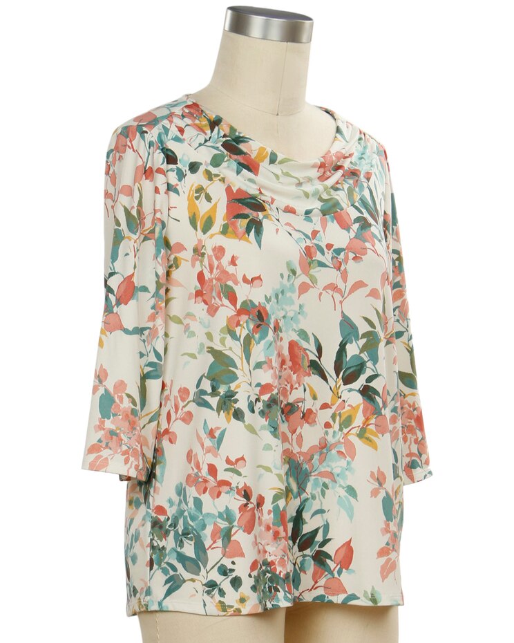 N Touch Deans List 3/4 Sleeve Floral Print Top image number 1