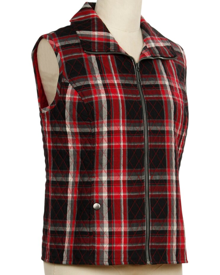 Southern Lady  Madison Quilted Plaid Vest image number 1