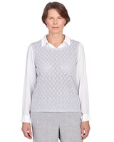 Alfred Dunner® Isn't It Romantic Collar Layered Pearl Trim Sweater thumbnail number 1