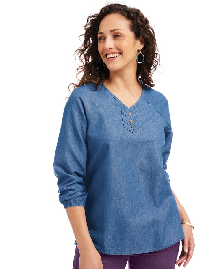 Long Sleeve Pintuck Top image number 1