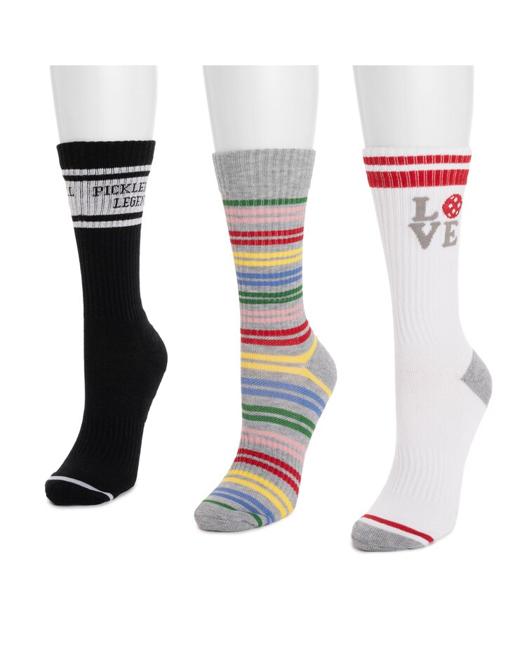 MUK LUKS® Women's 3 Pack Cotton Compression Crew Socks image number 4