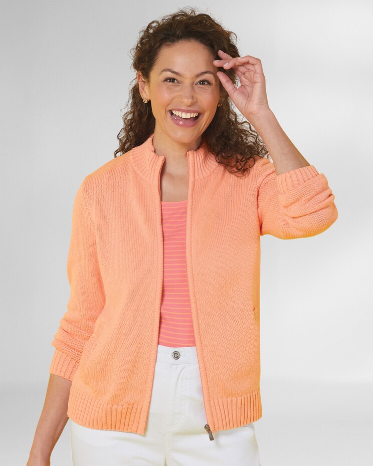 Bayside Cotton Zip-Front Cardigan image number 1