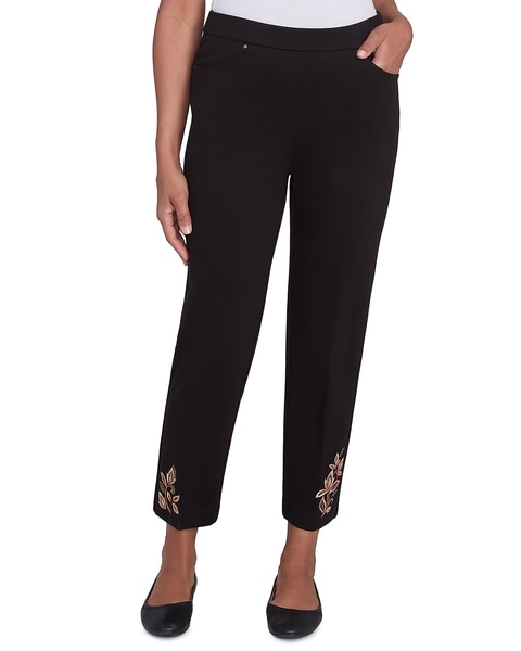 Alfred Dunner® Rue Rivoli Embroidered Leaf Short Length Pant