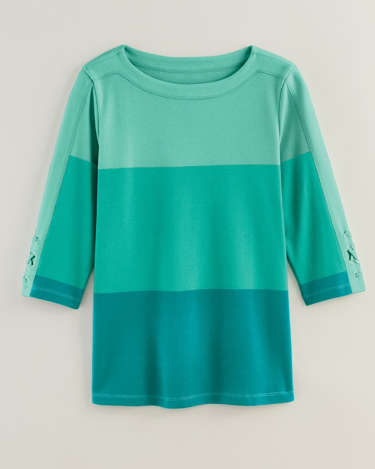Essential Knit Criss-Cross Colorblock Top image number 2