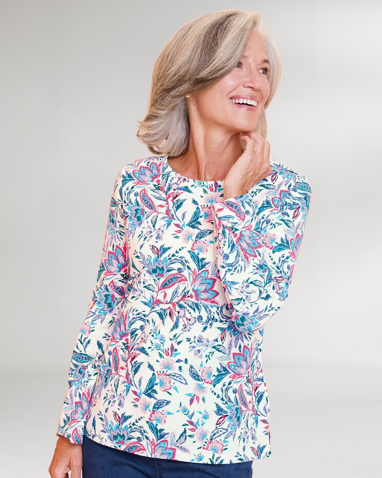 Prima™ Cotton Jacobean Paisley Long-Sleeve Tee image number 2