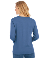 Long Sleeve Pointelle Henley Top thumbnail number 3