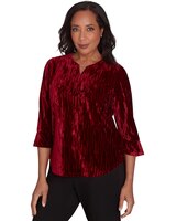 Alfred Dunner® Runway Ready Crushed Velvet Beaded Split Neck Top thumbnail number 3