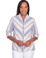 Alfred Dunner® Chevron Stripe Button Down Top thumbnail number 1