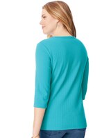 Three-Quarter Sleeve Pointelle Henley Top thumbnail number 3