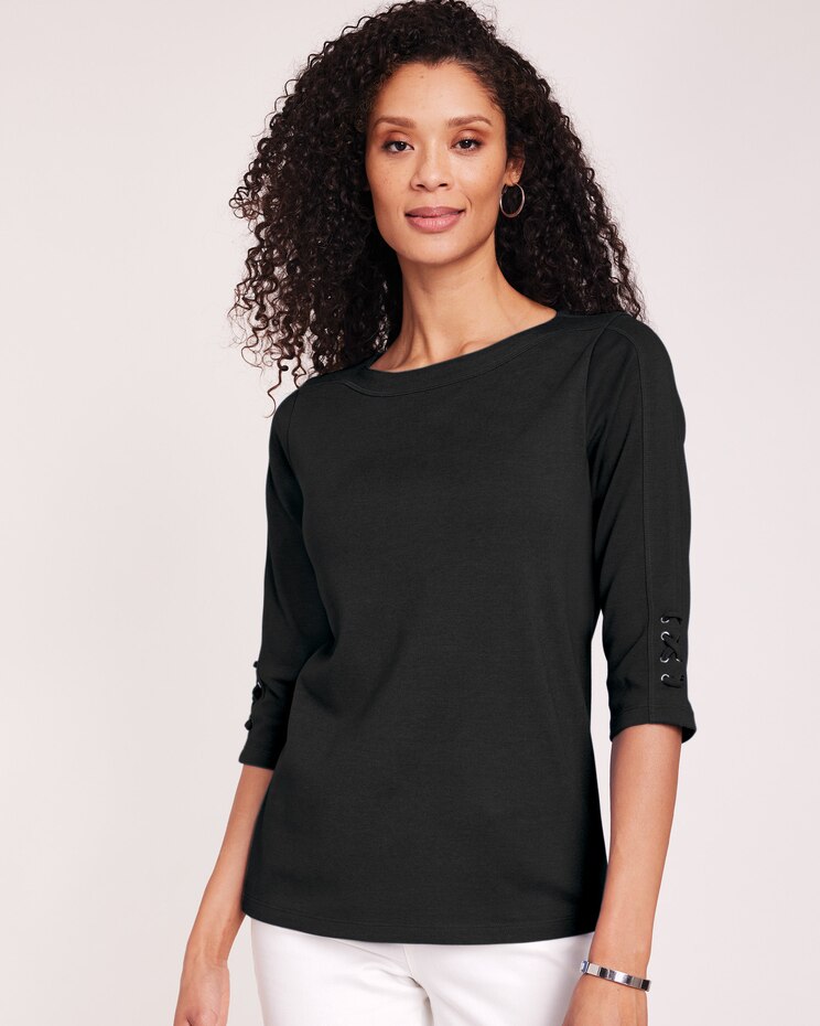 Three-Quarter Sleeve Criss-Cross Sailor Top image number 1