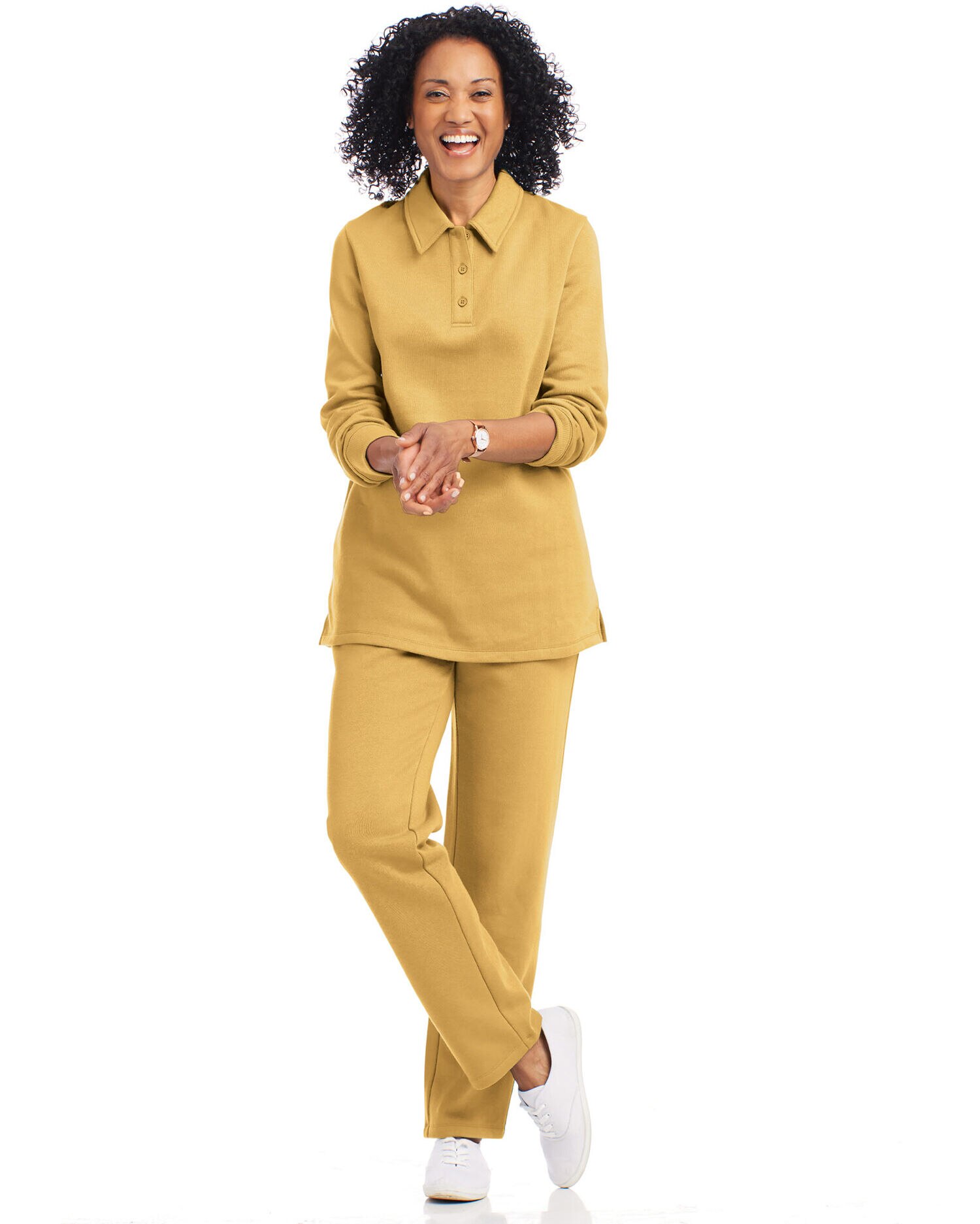 Fleece Polo Tunic Pant Set