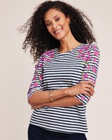 Stripe Floral Knit Top thumbnail number 1