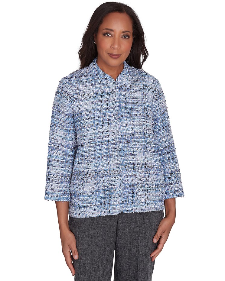 Alfred Dunner® Worth Avenue Eyelash Jacket with Two Pockets image number 1