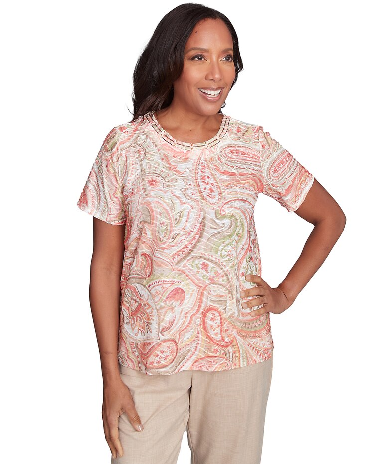Alfred Dunner® Catalina Island Double-Knotted Paisley Top image number 1