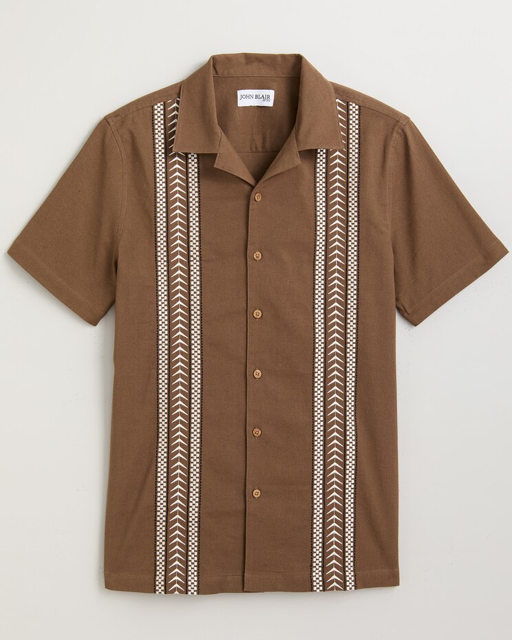 John Blair® Linen Blend Embroidered Shirt image number 2