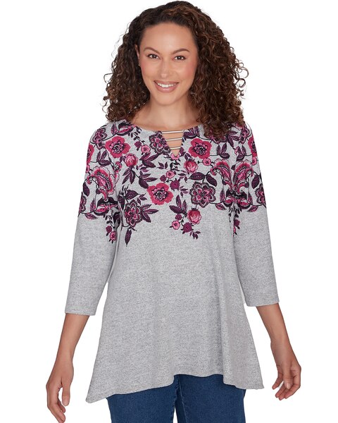 Ruby Rd® Cozy Season Knit Floral Vine Top