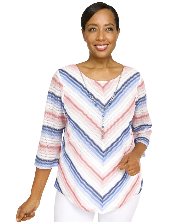 Alfred Dunner® Peace Of Mind Ombre Chevron Stripe Top image number 1