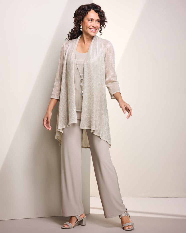 Shimmer Crinkle 3-Piece Pant Set image number 1