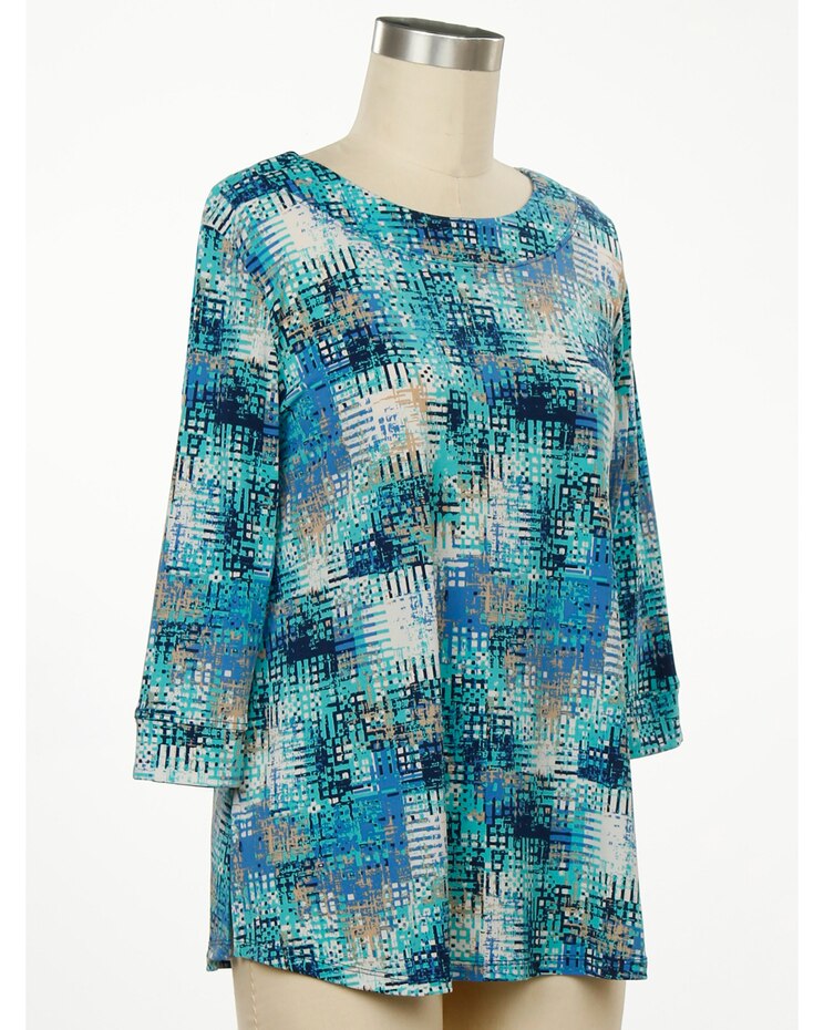 N Touch Carried Away 3/4 Sleeve Geo Print Top image number 1