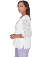 Alfred Dunner® Isn't It Romantic Lace Tulip Hem Top with Necklace thumbnail number 7