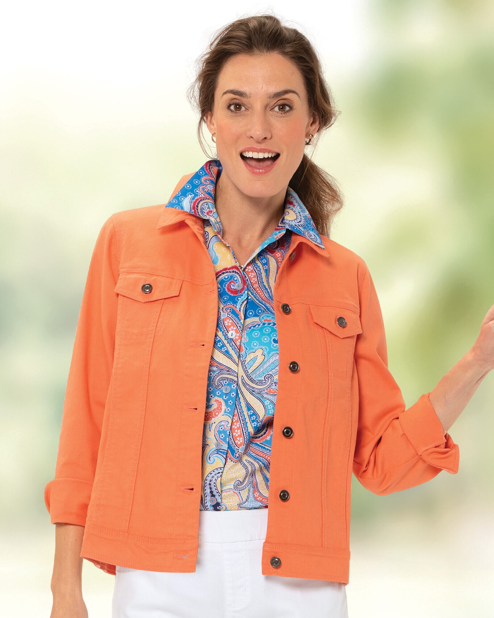 Colored jean jacket sale