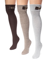 MUK LUKS®  3-Pair Buckle Cuff Socks thumbnail number 1