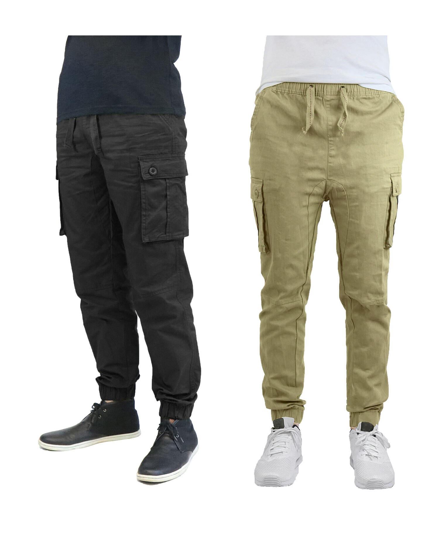 Galaxy by Harvic Slim Fit Stretch Cotton Twill Cargo Jogger Pants 2 Pack
