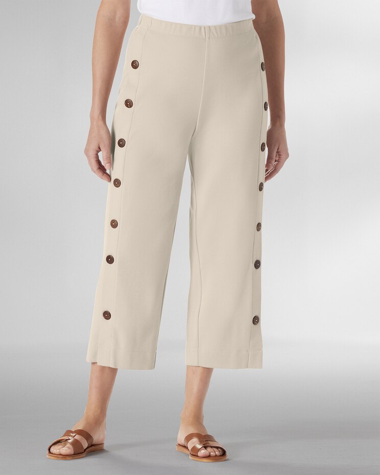 Sahara Side-Button Knit Capris image number 1