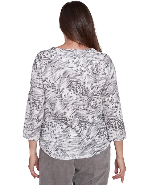 Alfred Dunner® Copenhagen Monotone Grey Animal Print Tee