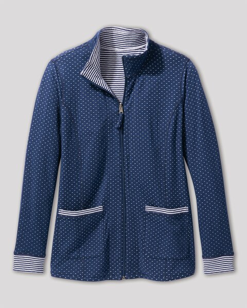 Reversible Stripe & Dot Knit Zip Jacket