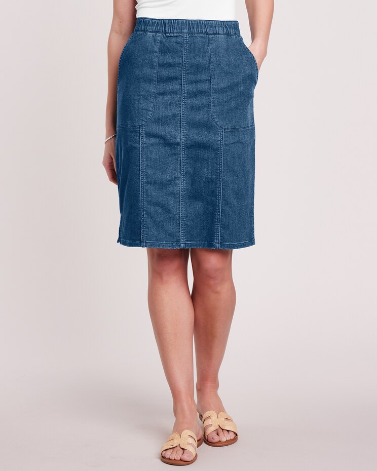 Knit Denim Skirt image number 1