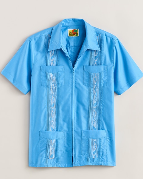 Haband Men’s Zip Front Guayabera Shirt