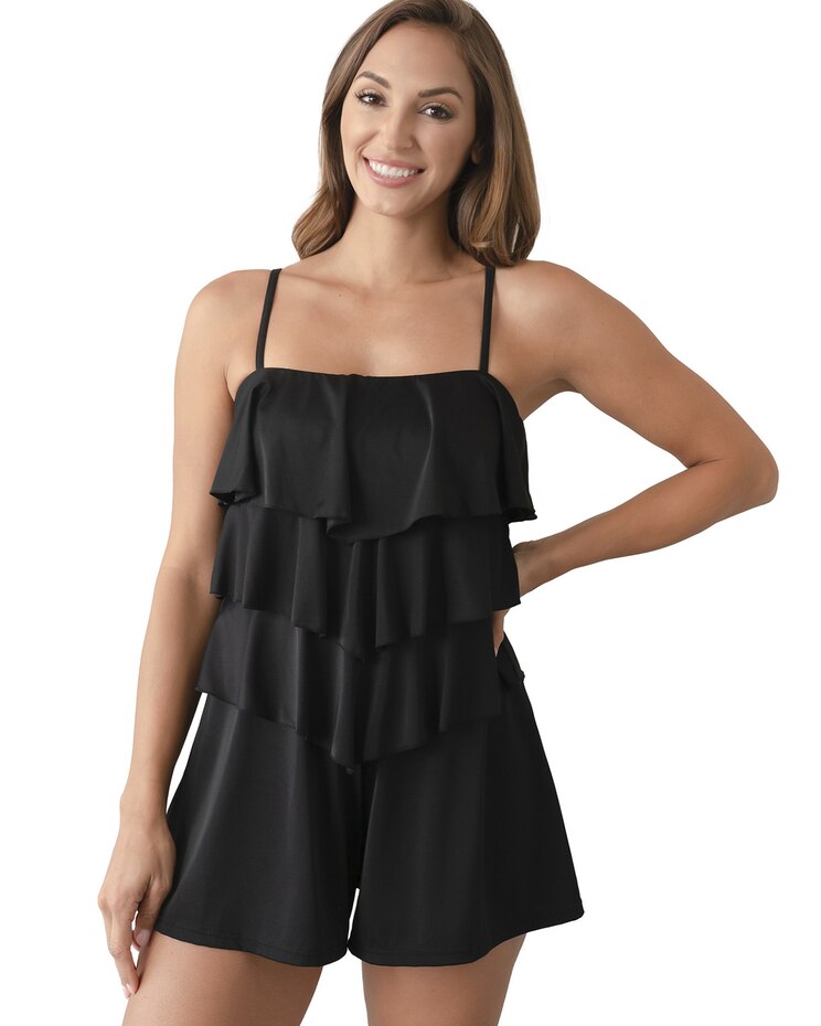 Fit 4 U Solid V Tiered Romper image number 1