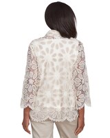 Alfred Dunner® Coming Up Roses Medallion Lace Two In One Top with Necklace thumbnail number 2