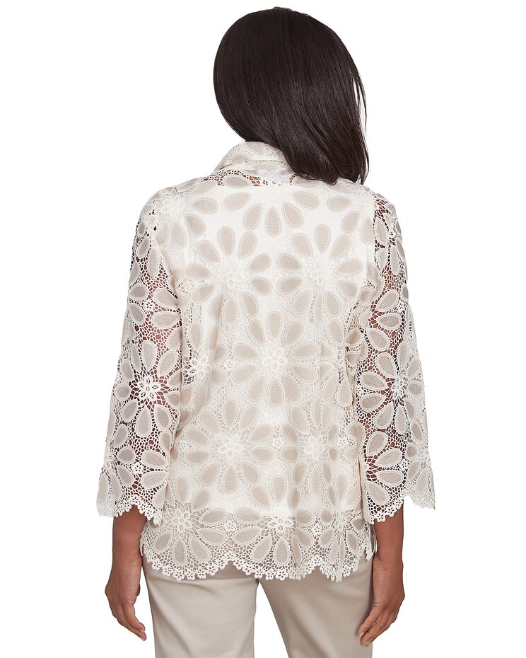 Alfred Dunner® Coming Up Roses Medallion Lace Two In One Top with Necklace image number 2