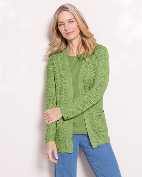 Linen/Cotton Basketweave Cardigan