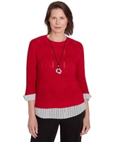 Alfred Dunner® Runway Ready Woven Chevron Top with Stripe Contrast thumbnail number 1