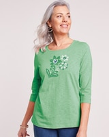 Slub Knit Embroidered Top thumbnail number 1