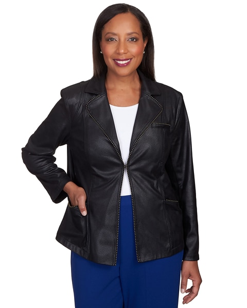 Alfred Dunner® Park Place Faux Leather Blazer Jacket